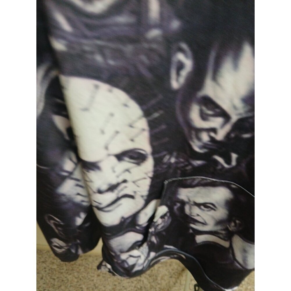 " HORROR HOODIE " UNISEX MEDIUM SIZE BLACK AND WHITE NYLON BLEND PULLOVER - Picture 6 of 14